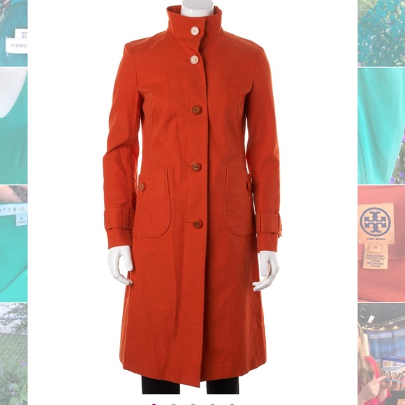 Tory Burch Jackets & Blazers - ⚡️FLASH SALE Tory Burch crisp orange canvas trench